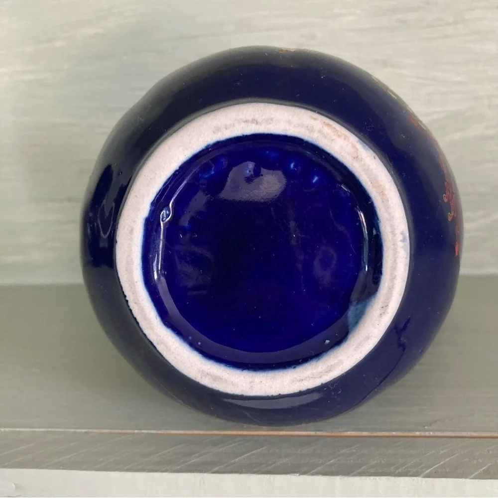 Vintage Cobalt Blue Asian Floral Pitcher and Basin Set Small